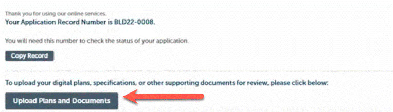 Upload Plans and Documents button