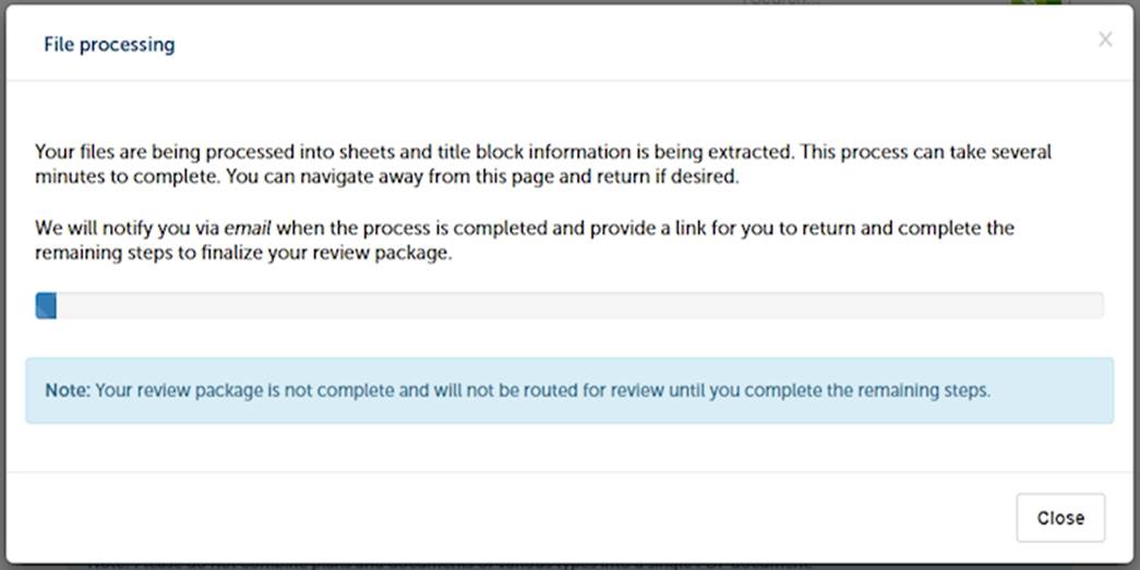 File processing progress window