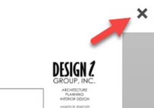 Plans page zoomed in with arrow pointing at the X that closes the window